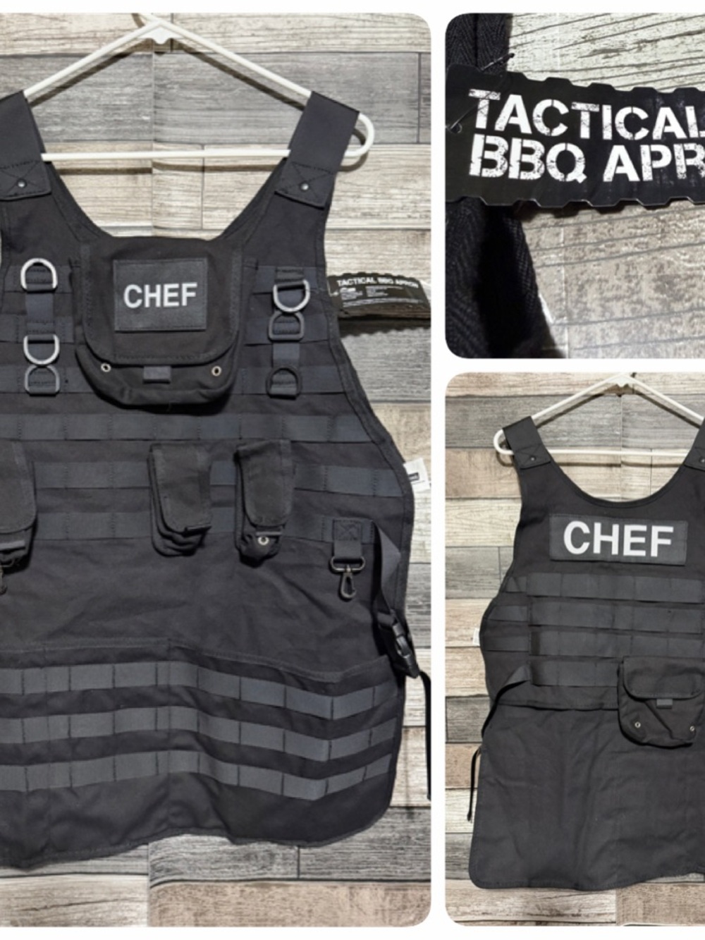 Tactical BBQ Apron Chef Canvas Black Grilling Grill Cooking Apron Think Geek